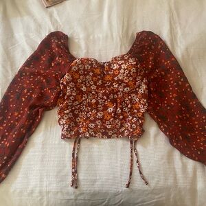 Madden Girl Red and Orange Ruched Crop Top